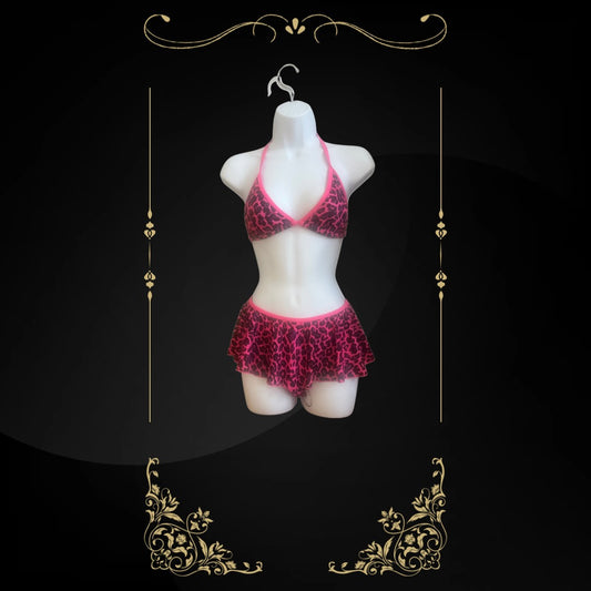 Hot Pink Cheetah Skirt Set